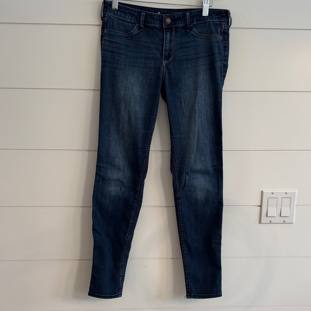 Hollister Women’s Juniors 7R (27-28) Y2K Jeans Low Rise Skinny Stretch Dark Blue - Picture 4 of 15